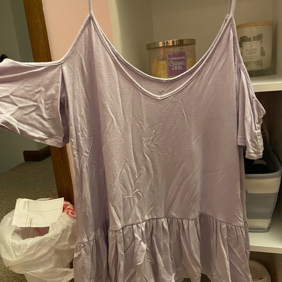 light purple off the shoulder american eagle top - Picture 1 of 5